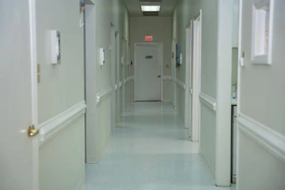 the back hallways leading to the dental operatories at Spring Hope Family Dentistry in Spring Hope, NC